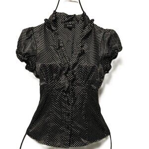 B Wear Byer California Black & White Polka Dot Button Up Shirt Size Small